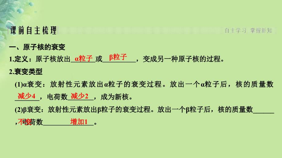 （新课标）2018-2019学年高考物理 主题三 原子与原子核 3.3 原子核 3.3.2 放射性元素的衰变课件 新人教版选修3-5_第2页