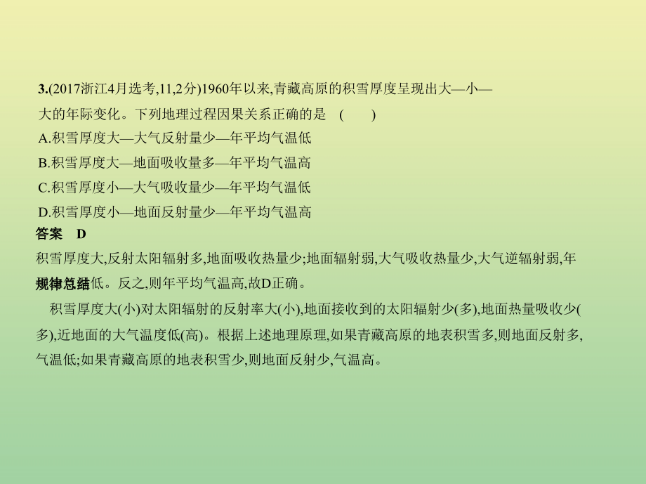 （浙江专用）2020版高考地理一轮复习 专题三 自然环境中的物质运动和能量交换 第二讲 大气受热过程与热力环流课件_第4页