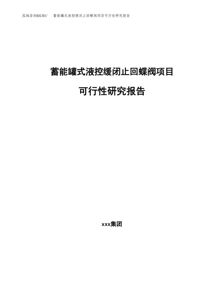 蓄能罐式液控缓闭止回蝶阀项目可行性研究报告（总投资8000万元）.docx_第1页