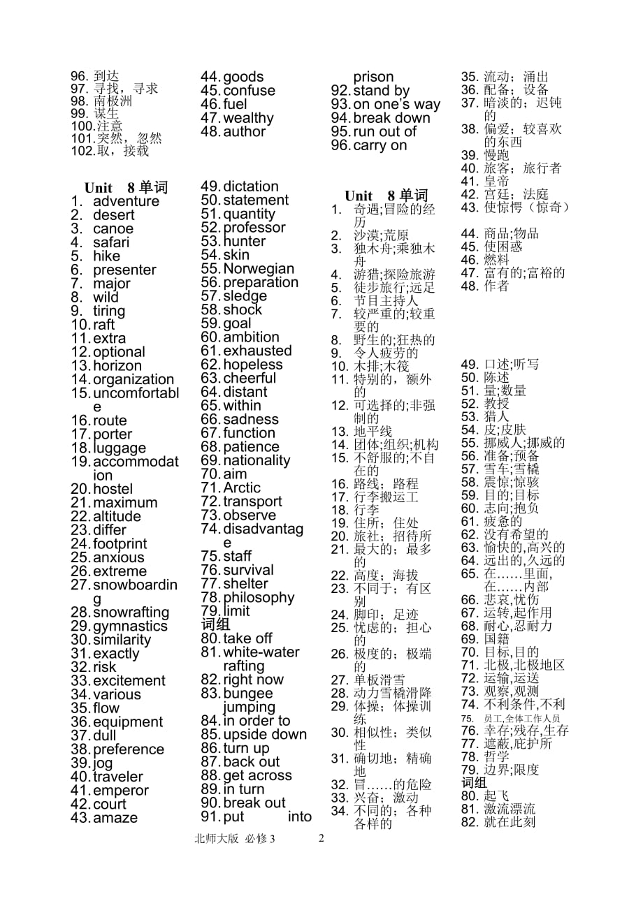 北师大版高中英语必会单词和短语总结必修三.doc_第2页