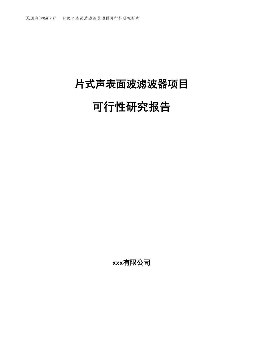 片式声表面波滤波器项目可行性研究报告（总投资2000万元）.docx_第1页