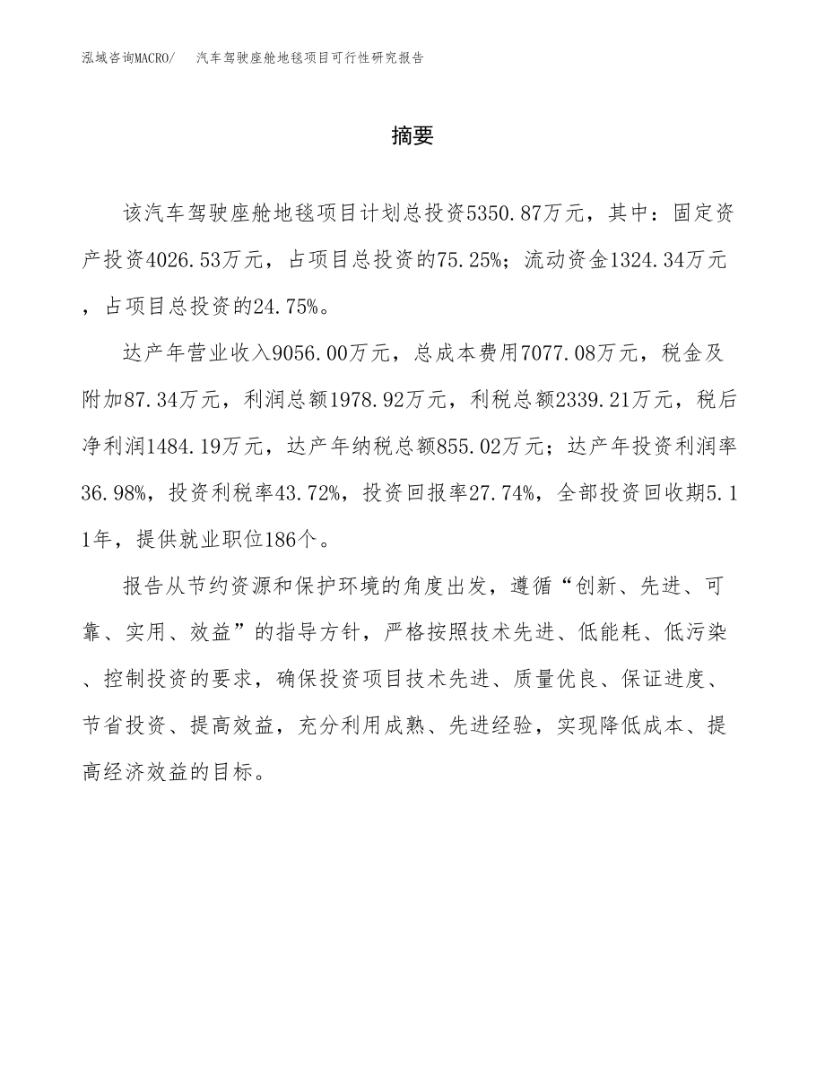 汽车驾驶座舱地毯项目可行性研究报告（总投资5000万元）.docx_第2页