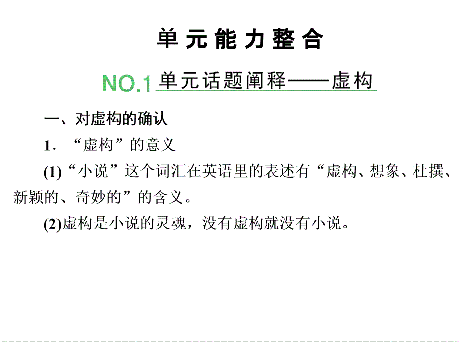 2013-2014学年高二语文同步课件：8单元整合-单元话题阐释——虚构(新人教版选修(外国小说欣赏))_第1页