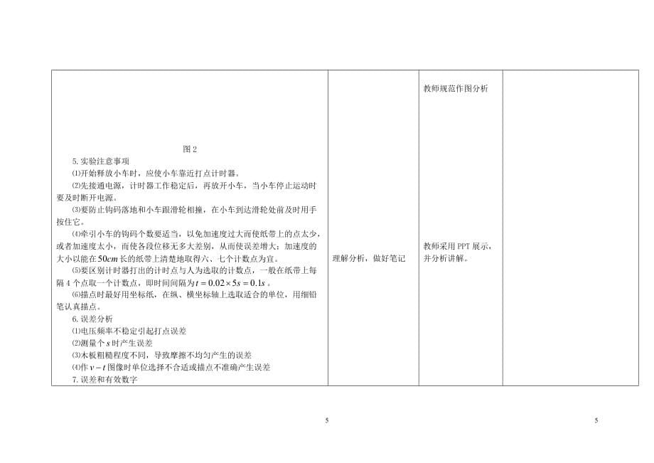 四川省宜宾市一中2018-2019学年高中物理上学期第6周 第一章 第9节 测定匀变速直线运动的加速度教学设计_第5页