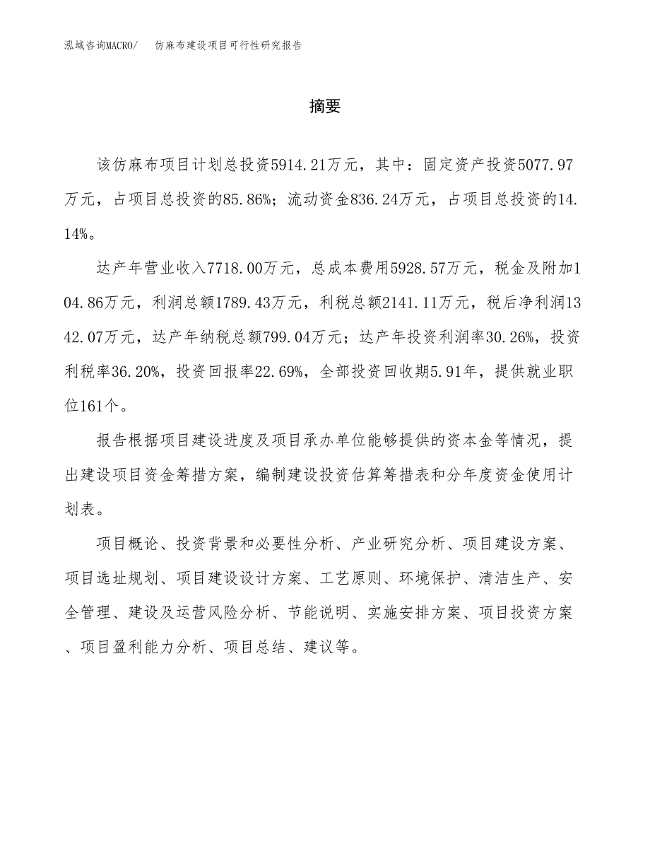 仿麻布建设项目可行性研究报告（word下载可编辑）_第2页