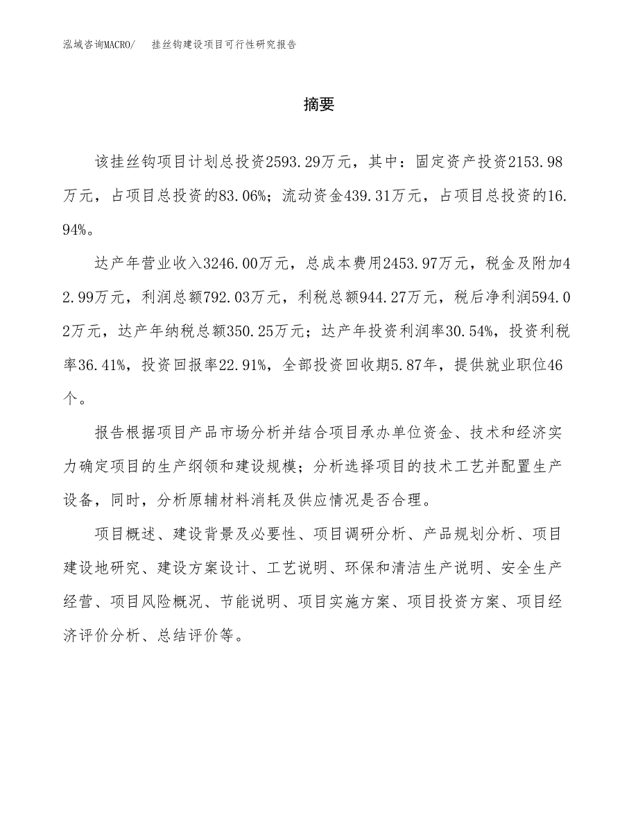 挂丝钩建设项目可行性研究报告（word下载可编辑）_第2页