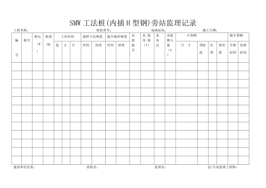 smw工法桩工旁站监理记录002_第1页