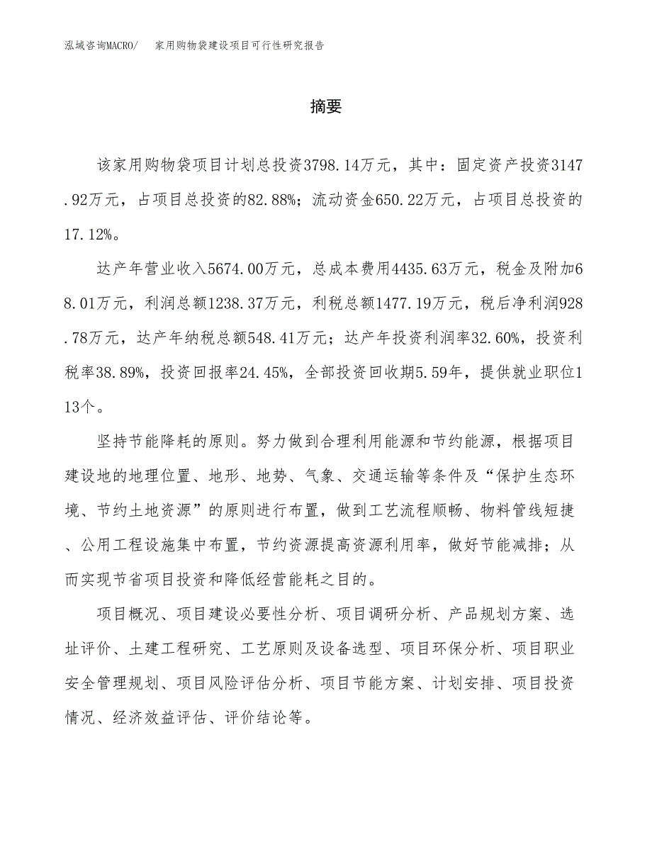 家用购物袋建设项目可行性研究报告（word下载可编辑）_第2页