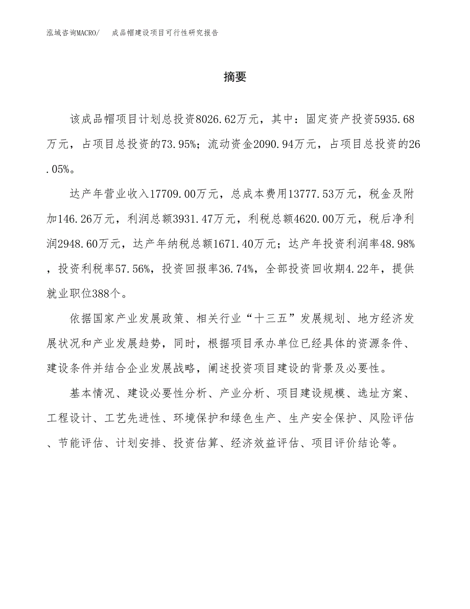 成品帽建设项目可行性研究报告（word下载可编辑）_第2页