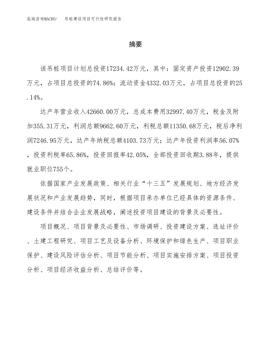 吊桩建设项目可行性研究报告（word下载可编辑）_第2页