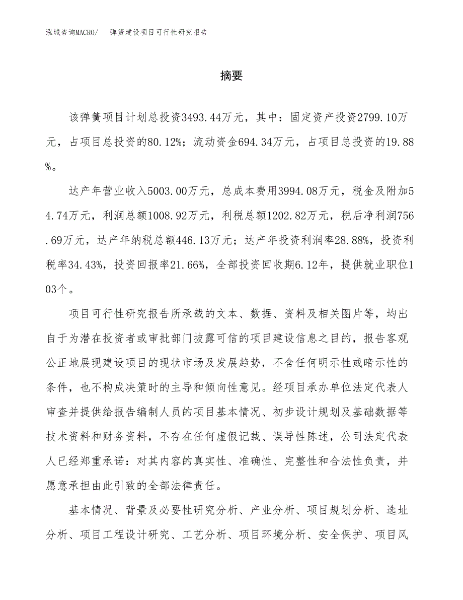 弹簧建设项目可行性研究报告（word下载可编辑）_第2页