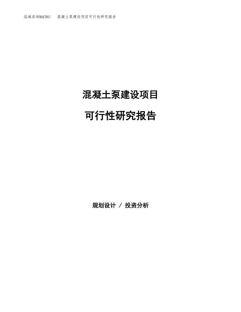 混凝土泵建设项目可行性研究报告（word下载可编辑）_第1页