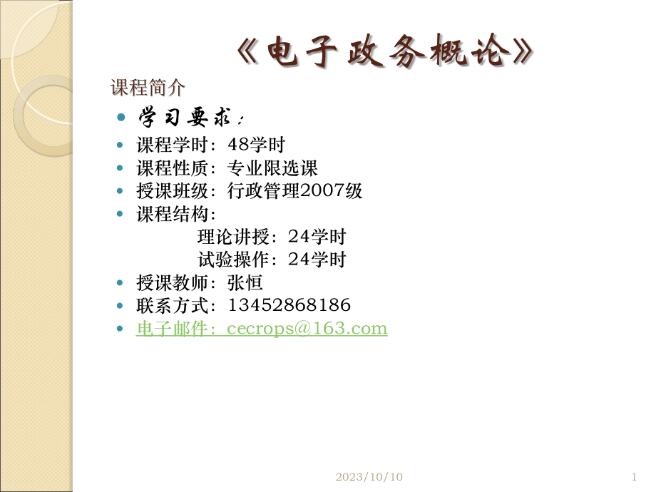 电子政务概论教程.ppt_第1页