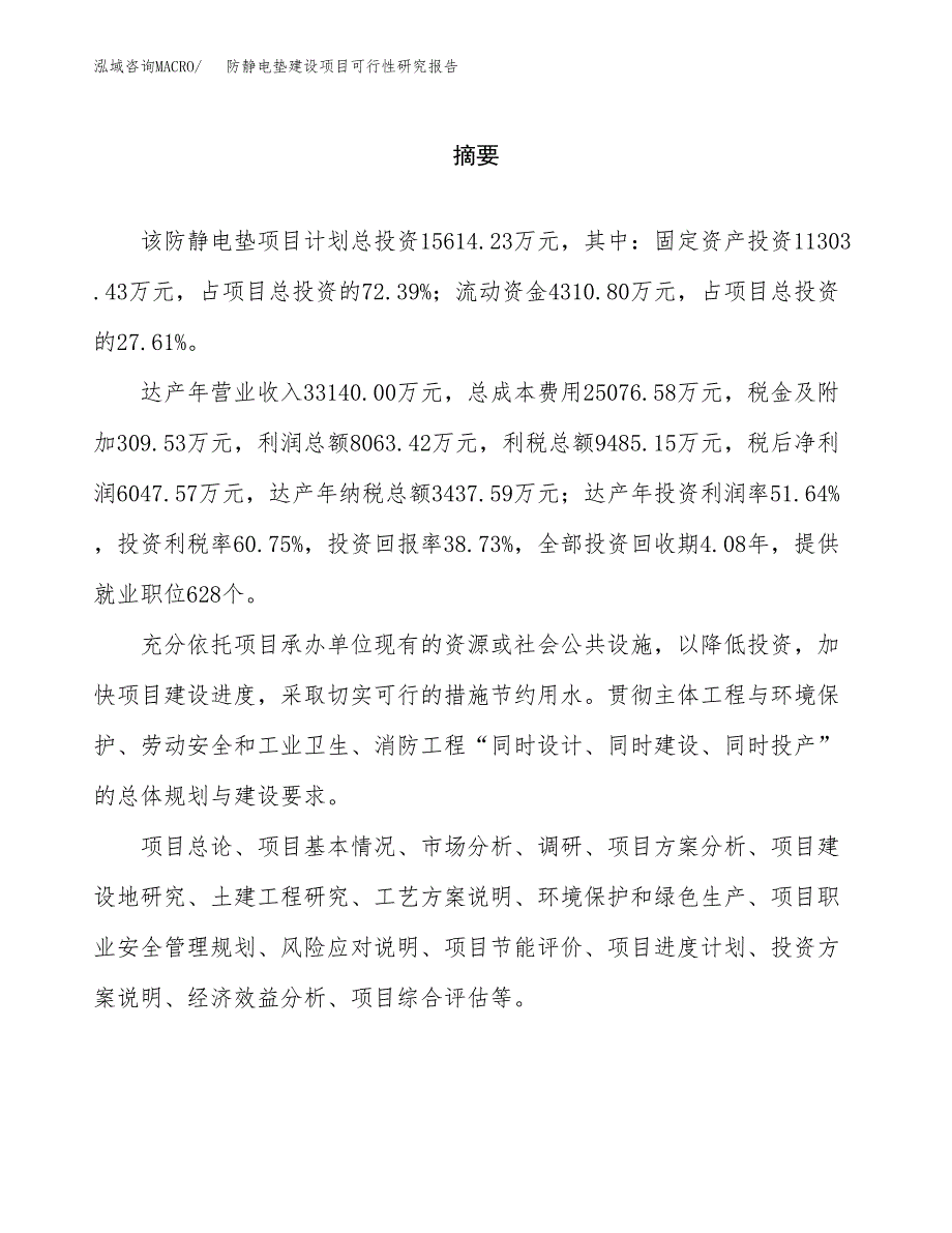 防静电垫建设项目可行性研究报告（word下载可编辑）_第2页