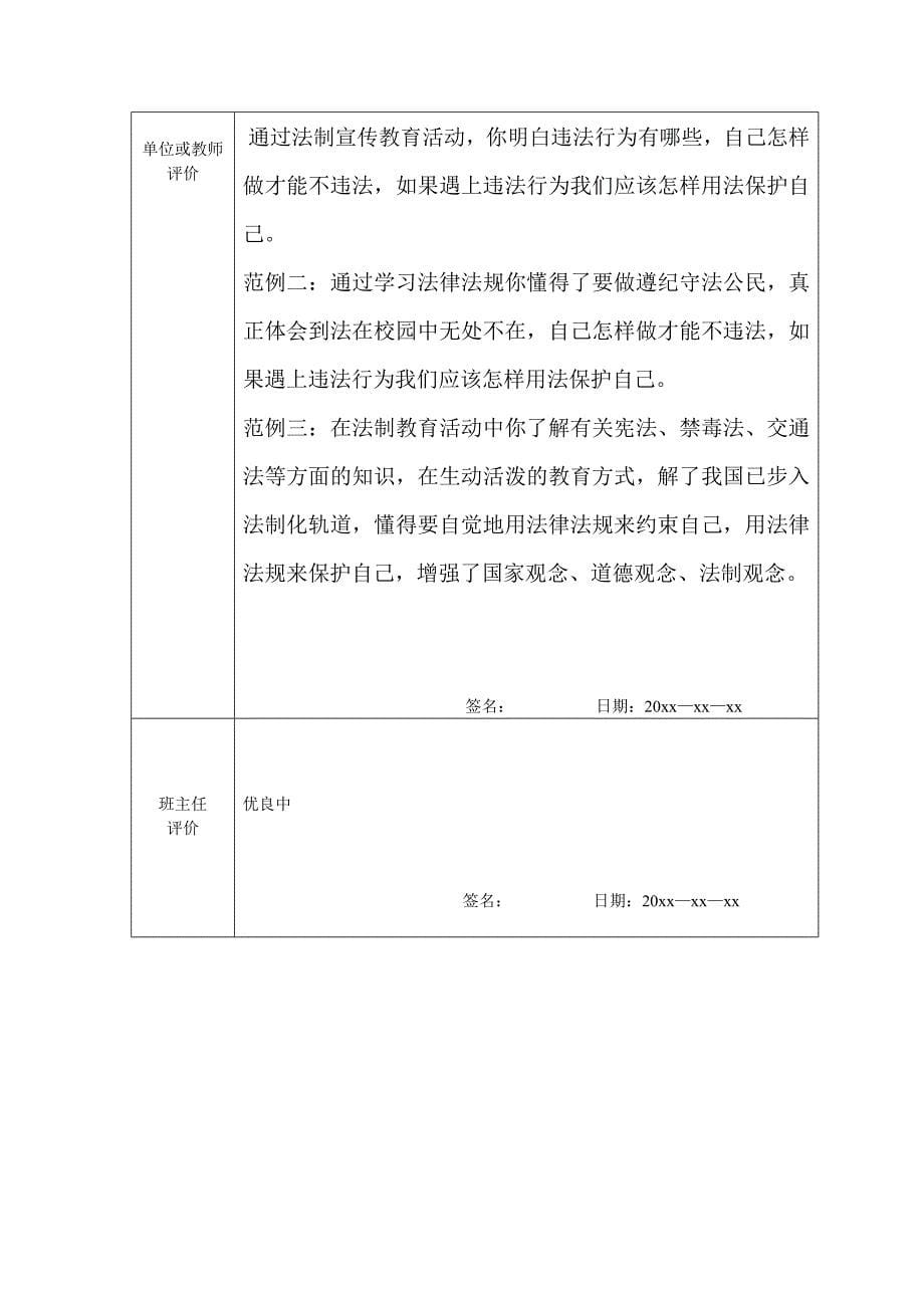 云南省普通高中学生成长记录—社会实践活动登记表-图文_第5页