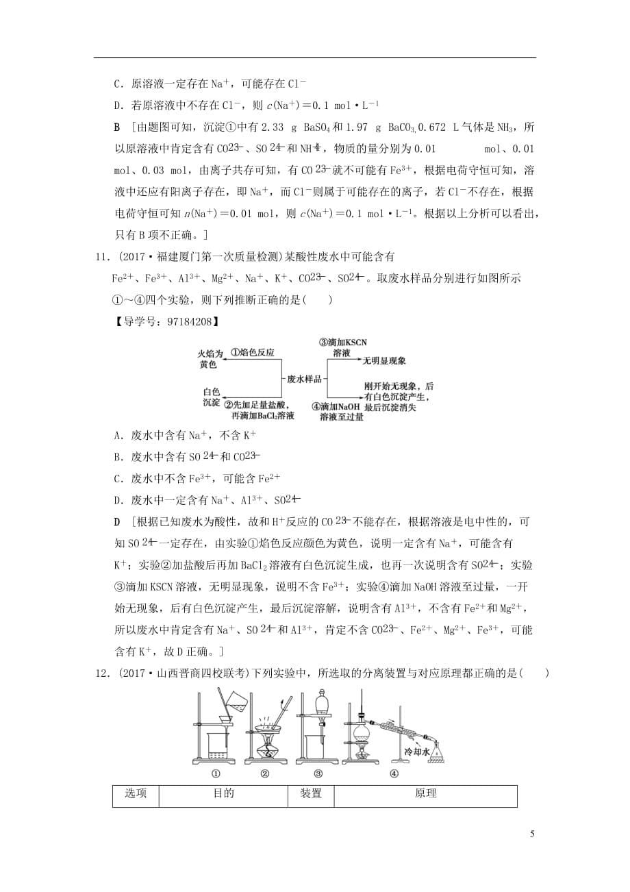 2018版高考化学二轮复习 专题4 化学实验 专题限时集训14 化学实验基础_第5页