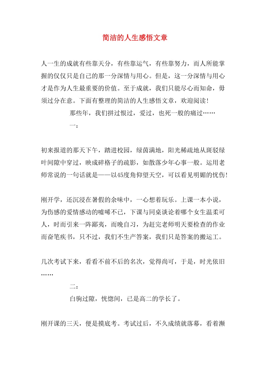 简洁的人生感悟文章_第1页