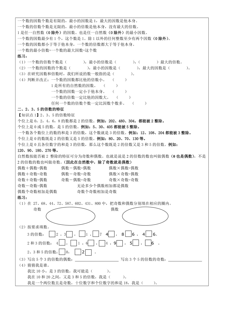 小学五年级数学因数与倍数讲义-非常经典的讲义_第3页