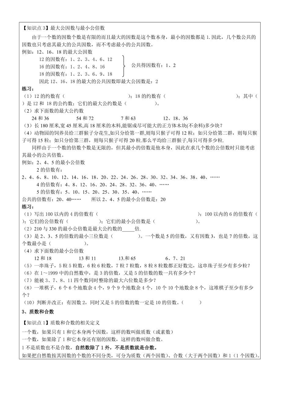 小学五年级数学因数与倍数讲义-非常经典的讲义_第5页