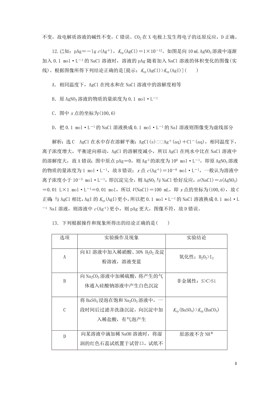 2018年高考化学二轮复习 课余加餐增分训练 第四周 仿真_第3页