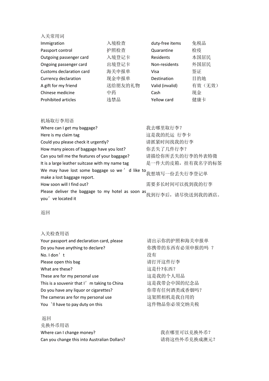 出国旅行最全英语实用总括-海关、购物、住宿、交通常用口语_第2页