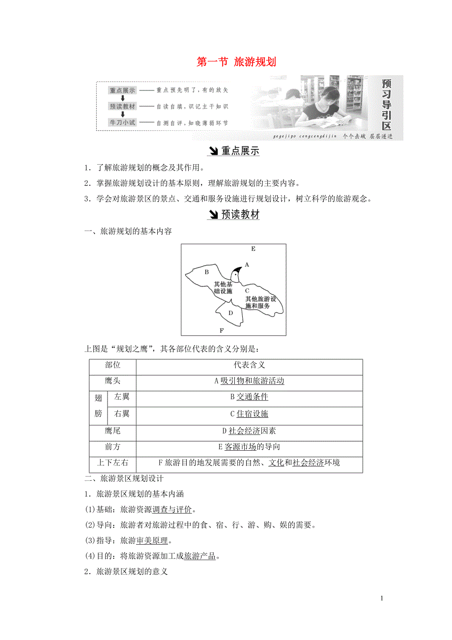 2018-2019学年高中地理 第四章 旅游开发与保护 第一节 旅游规划教案（含解析）新人教版选修3_第1页