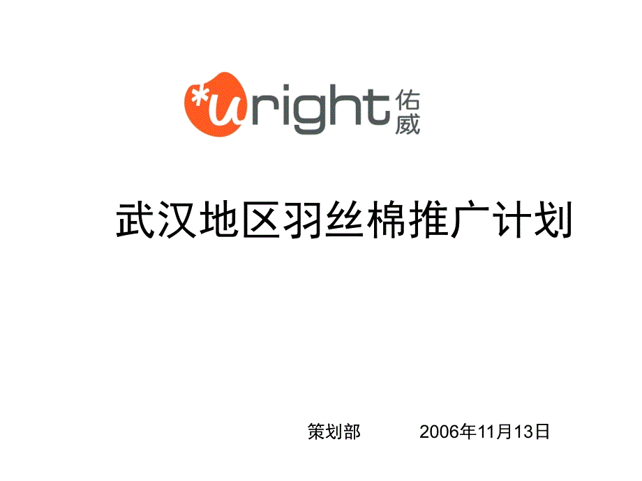 武汉地区羽丝棉推广计划_第1页