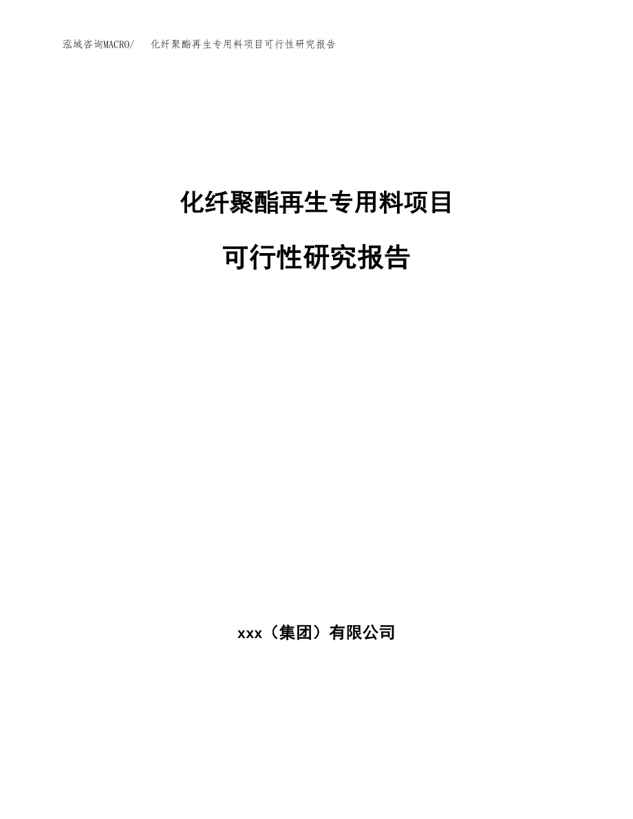 化纤聚酯再生专用料项目可行性研究报告（总投资6000万元）.docx_第1页