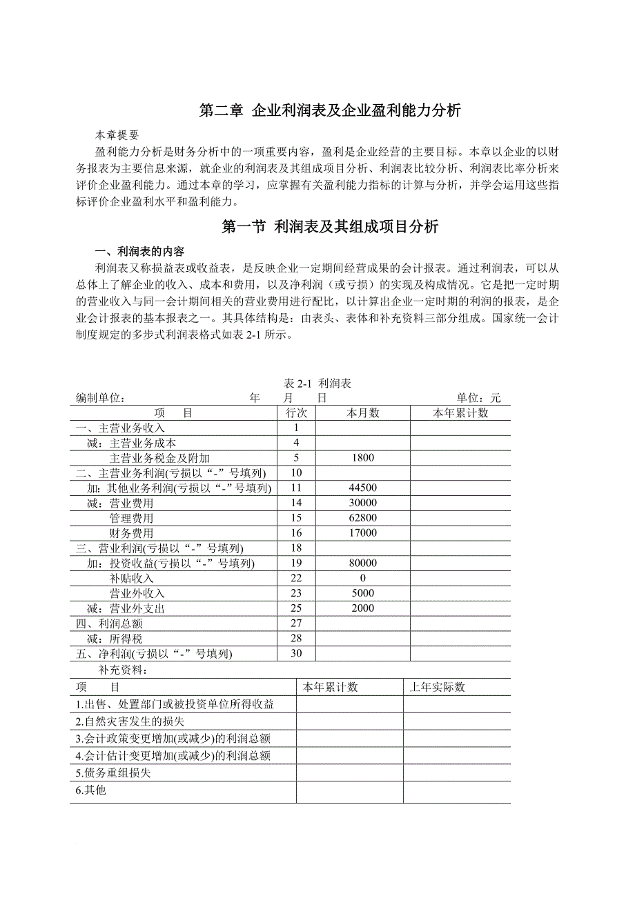 企业利润表及企业盈利能力分析_1_第1页