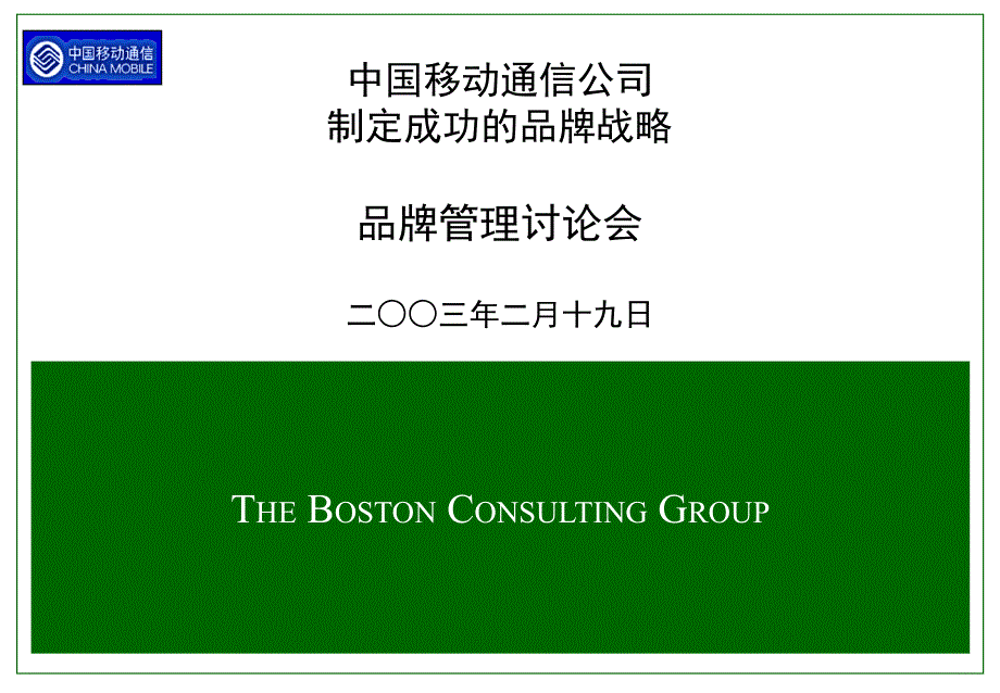 某通信公司制定成功的品牌战略管理讨论会_第1页