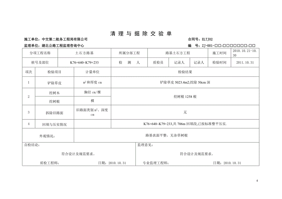 路基工程土石方路基竣工资料填写规范_第4页