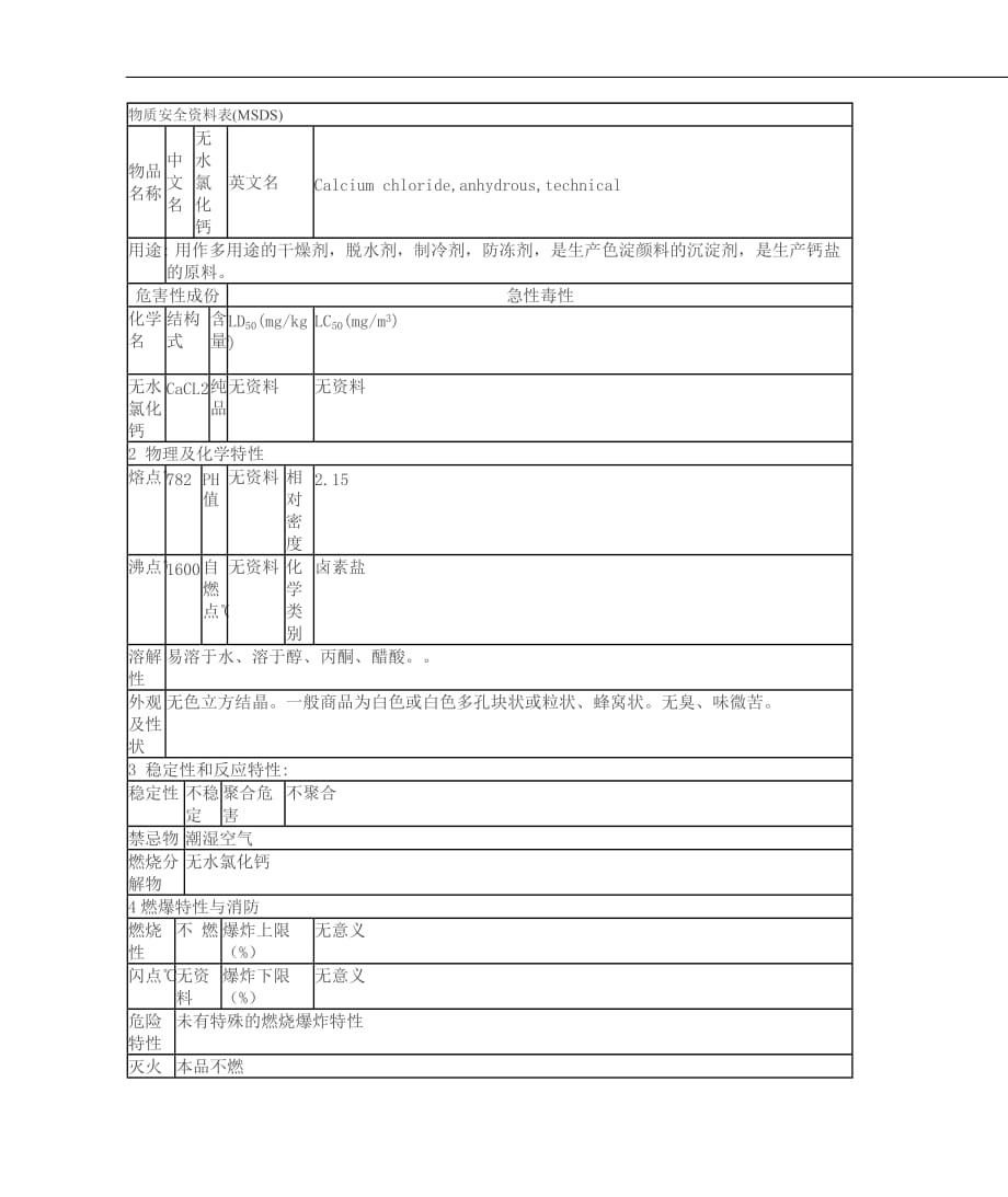 无水氯化钙msds_第1页