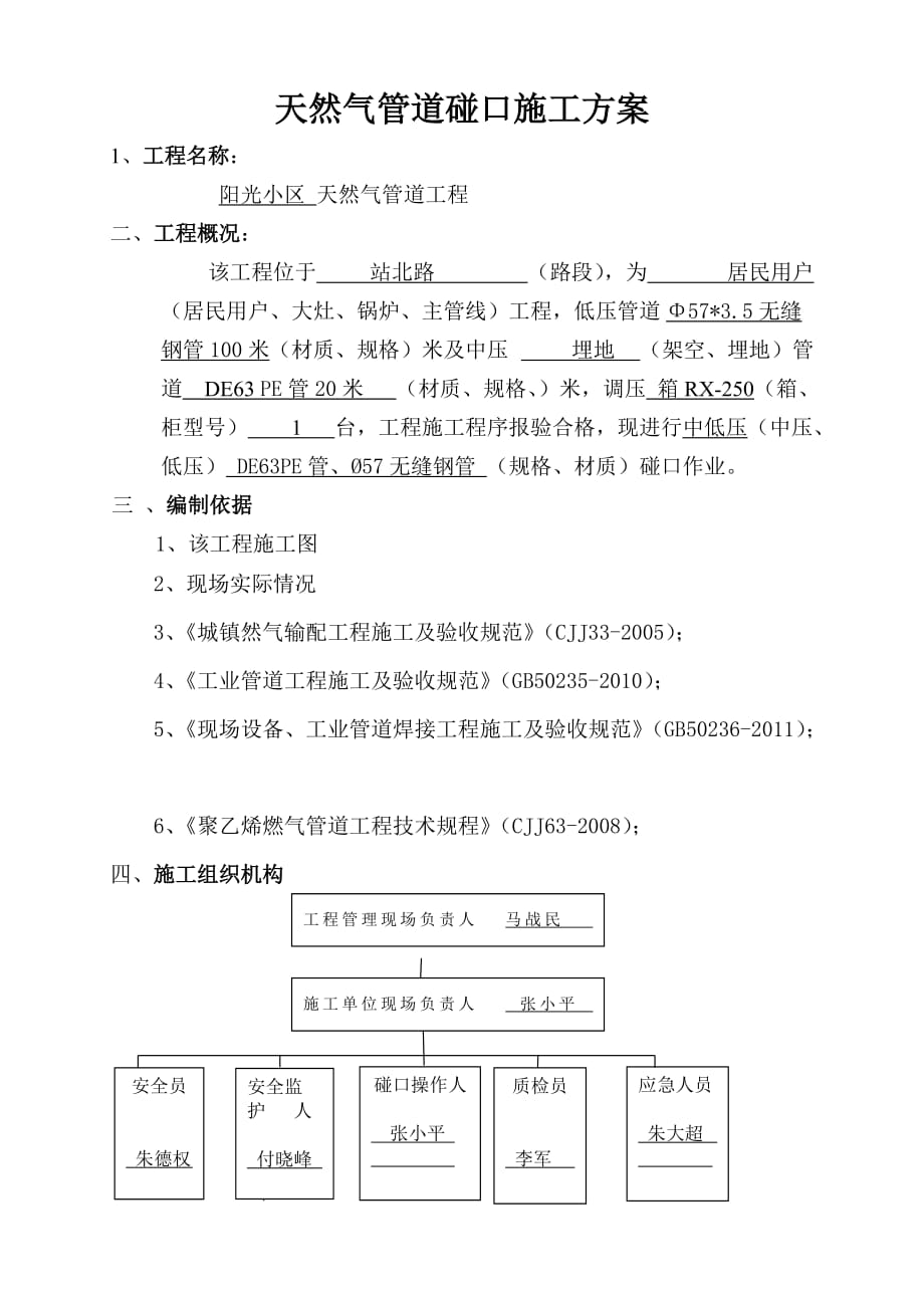 阳光小区天然气管道安装工程碰口_第2页