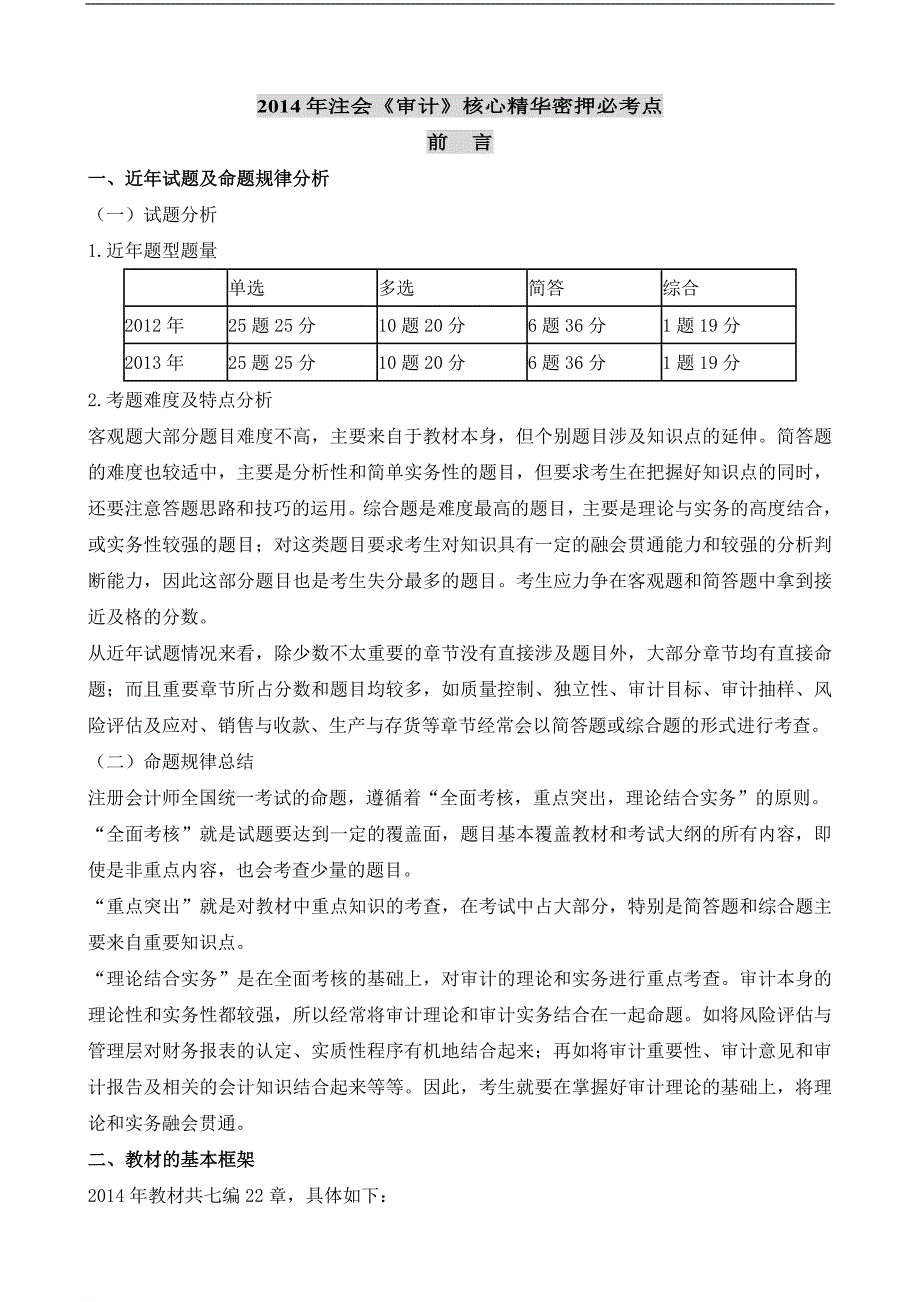 注册会计师考试《审计》笔记考前预测押题.doc_第1页