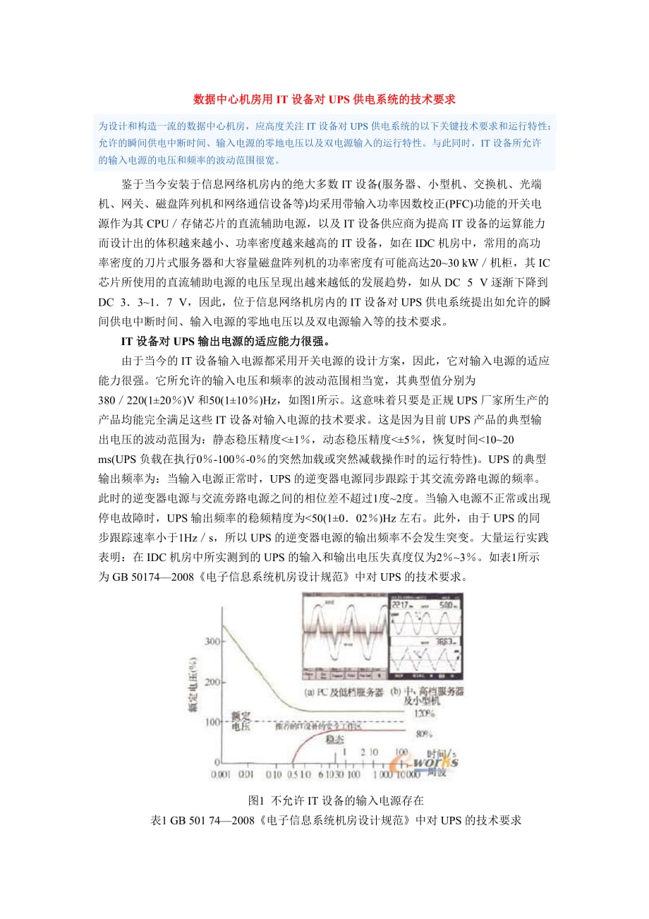 it设备对ups供电系统的技术要求.doc_第1页