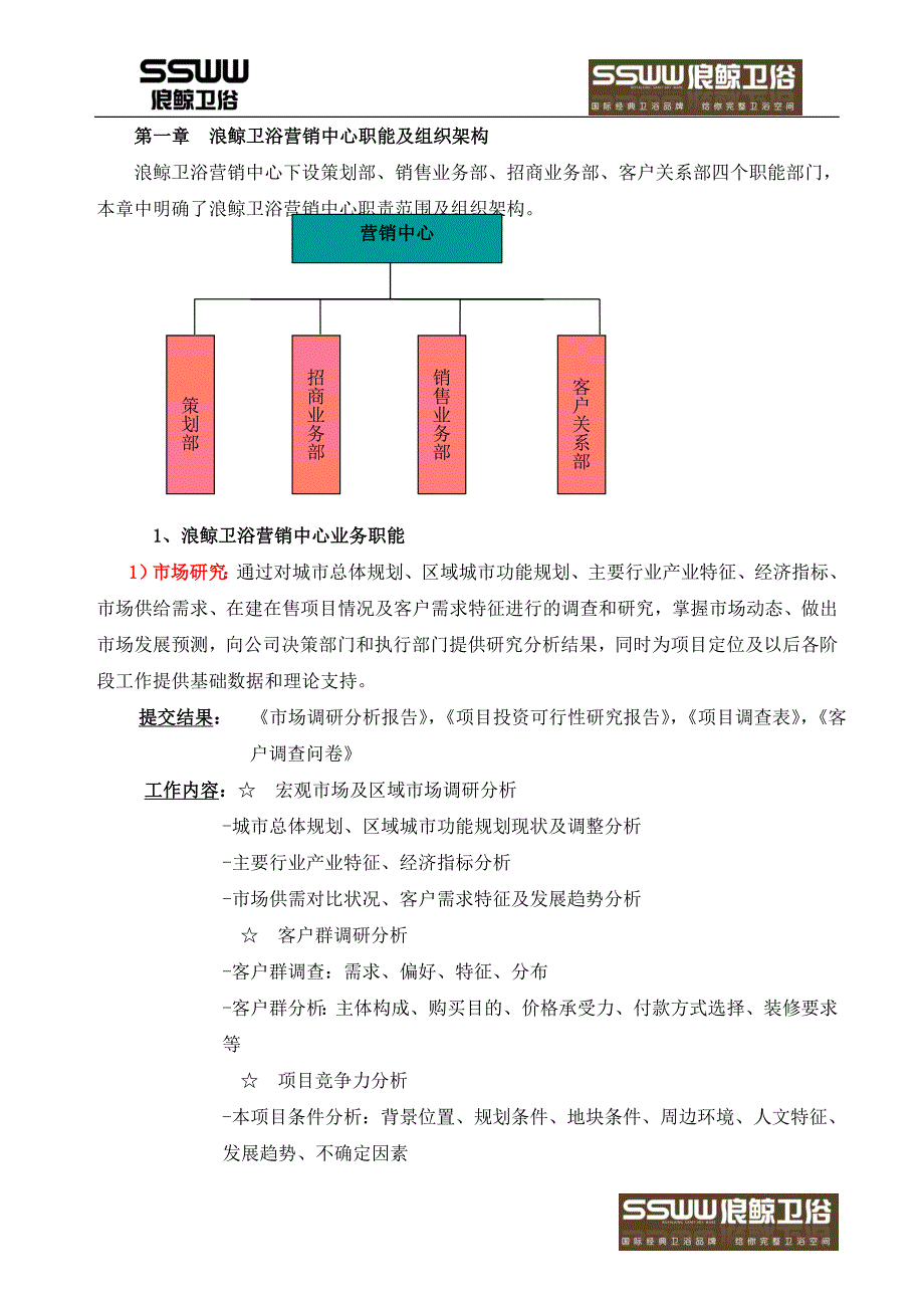 卫浴建材营销中心职能及组织架构_第1页