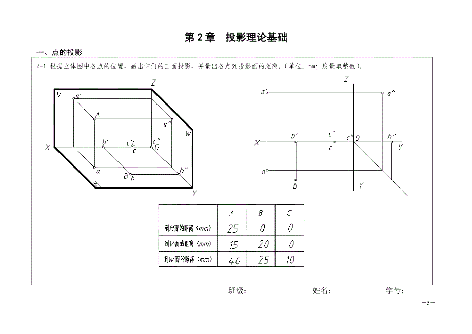 机械制图习题集习题答案作者 文学红 宋金虎 第2章 投影理论基础——答案_第1页