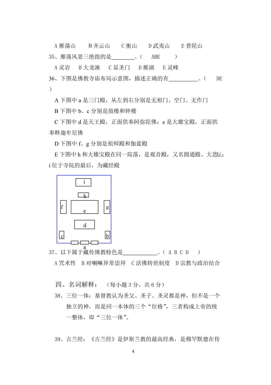 中国旅游文化 第二版 配套习题作者 刘秀峰 模拟卷1参考答案_第4页