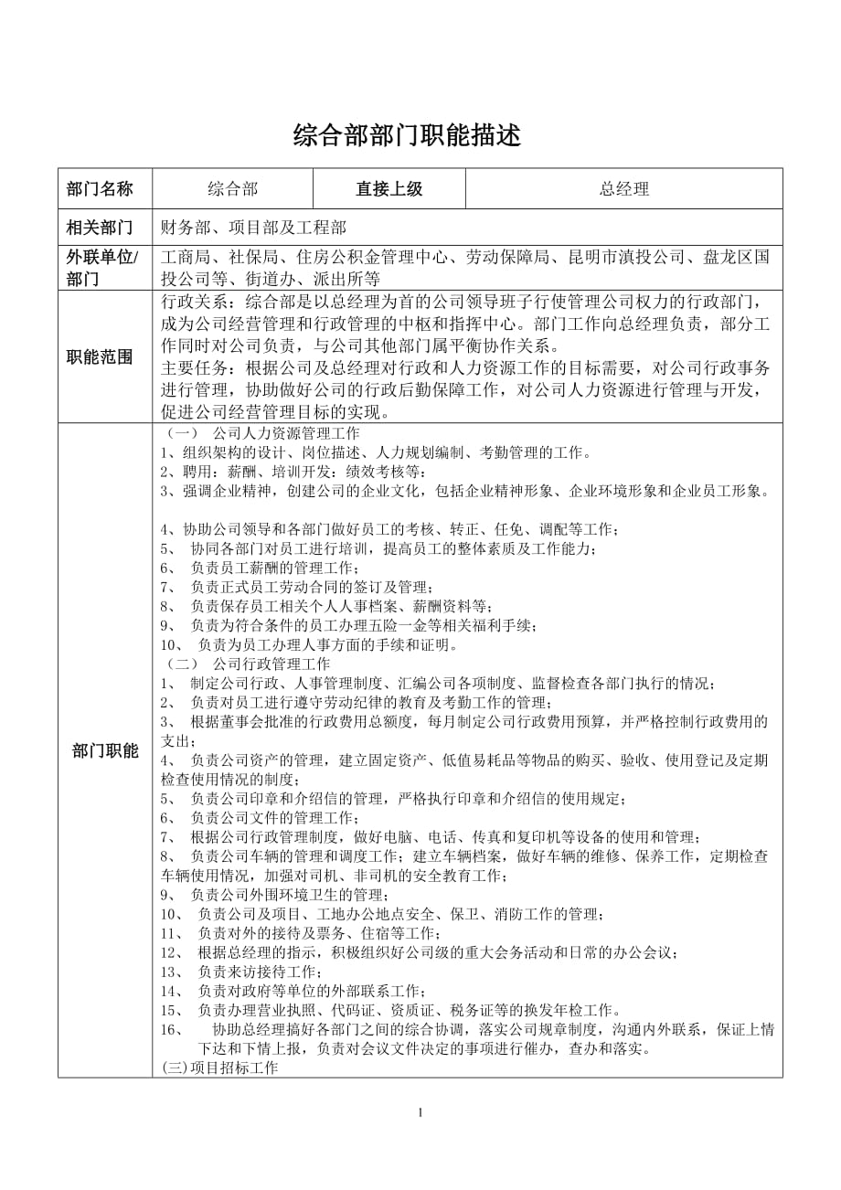 综合部部门职能_第1页