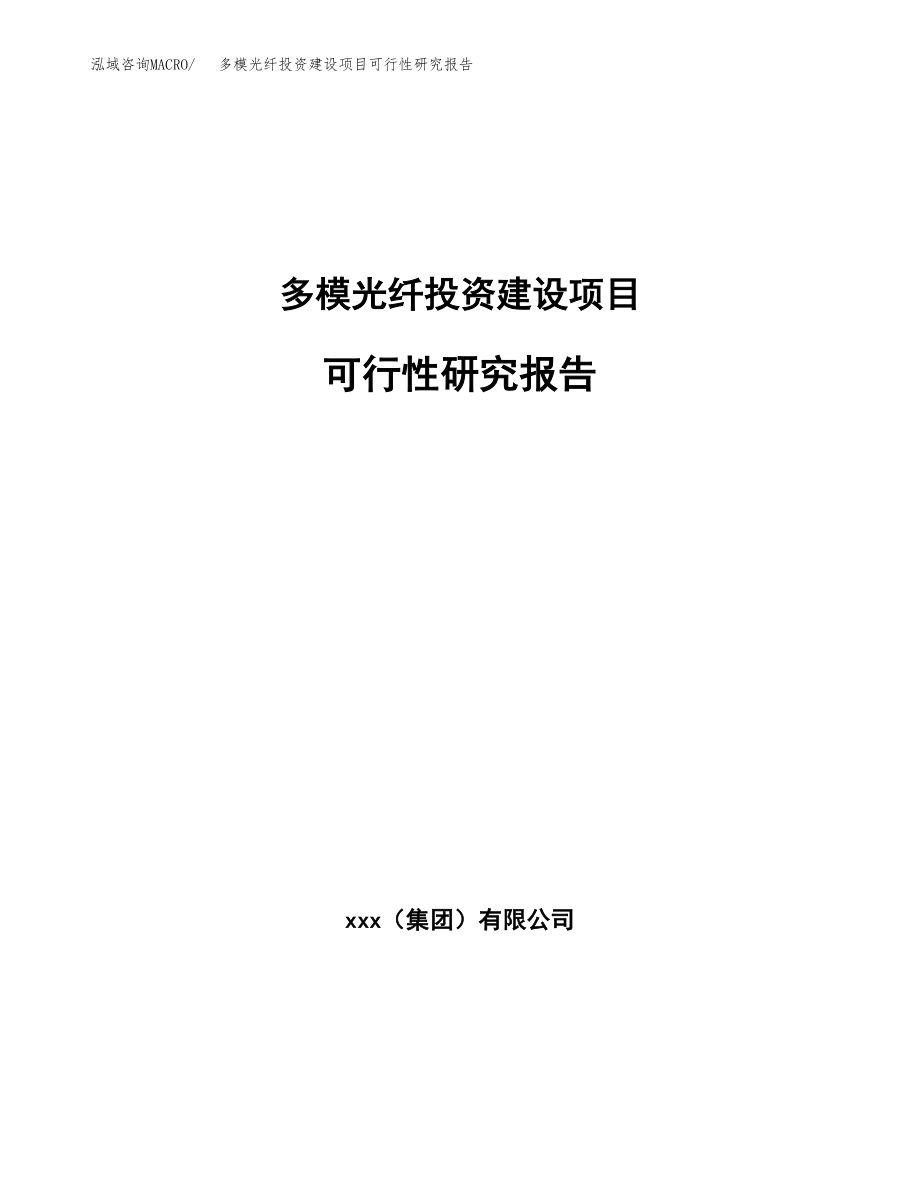 多模光纤投资建设项目可行性研究报告（拿地模板）_第1页