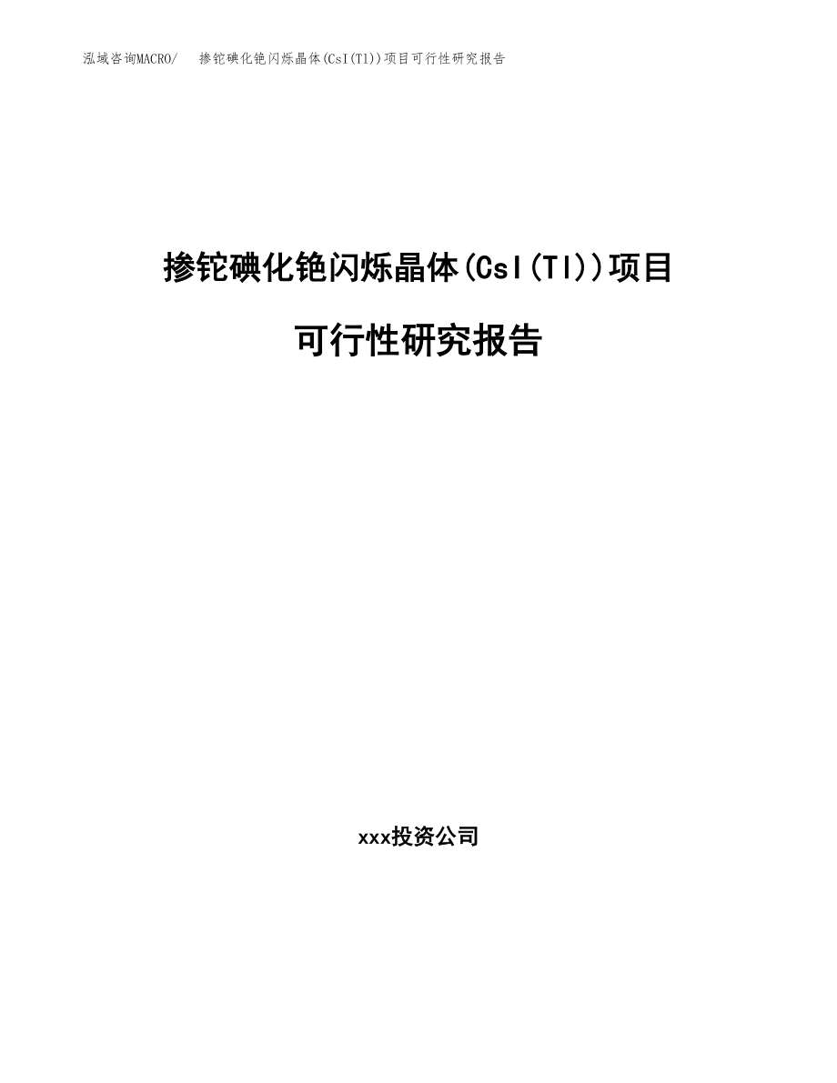 掺铊碘化铯闪烁晶体(CsI(Tl))项目可行性研究报告(拿地模板).docx_第1页