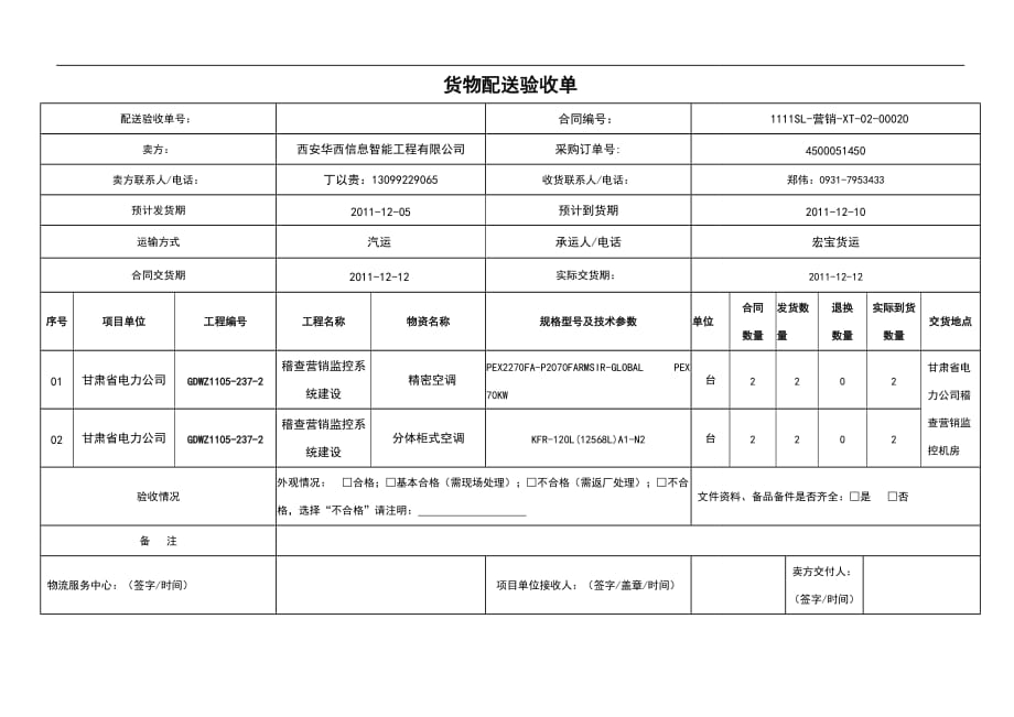 设备验收单模板模板资料_第1页