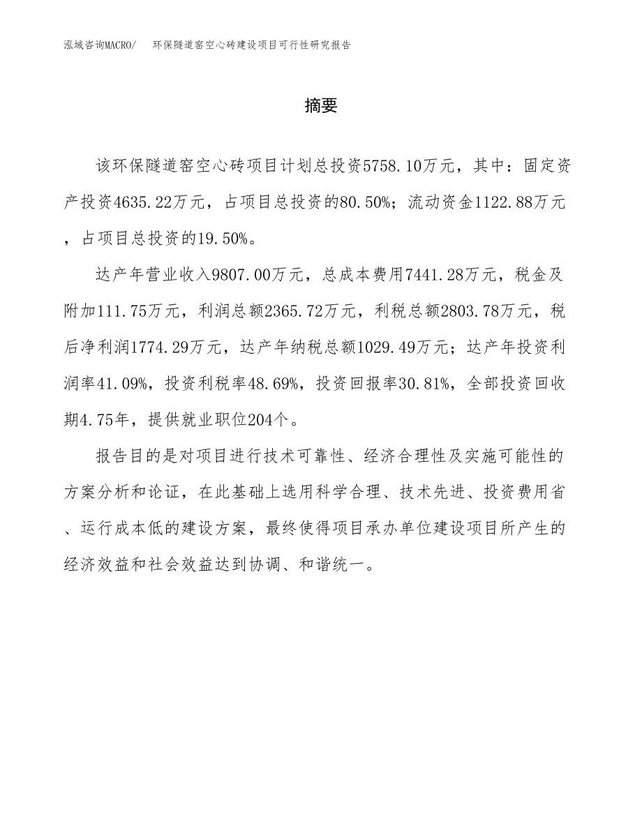 环保隧道窑空心砖建设项目可行性研究报告（总投资6000万元）_第2页