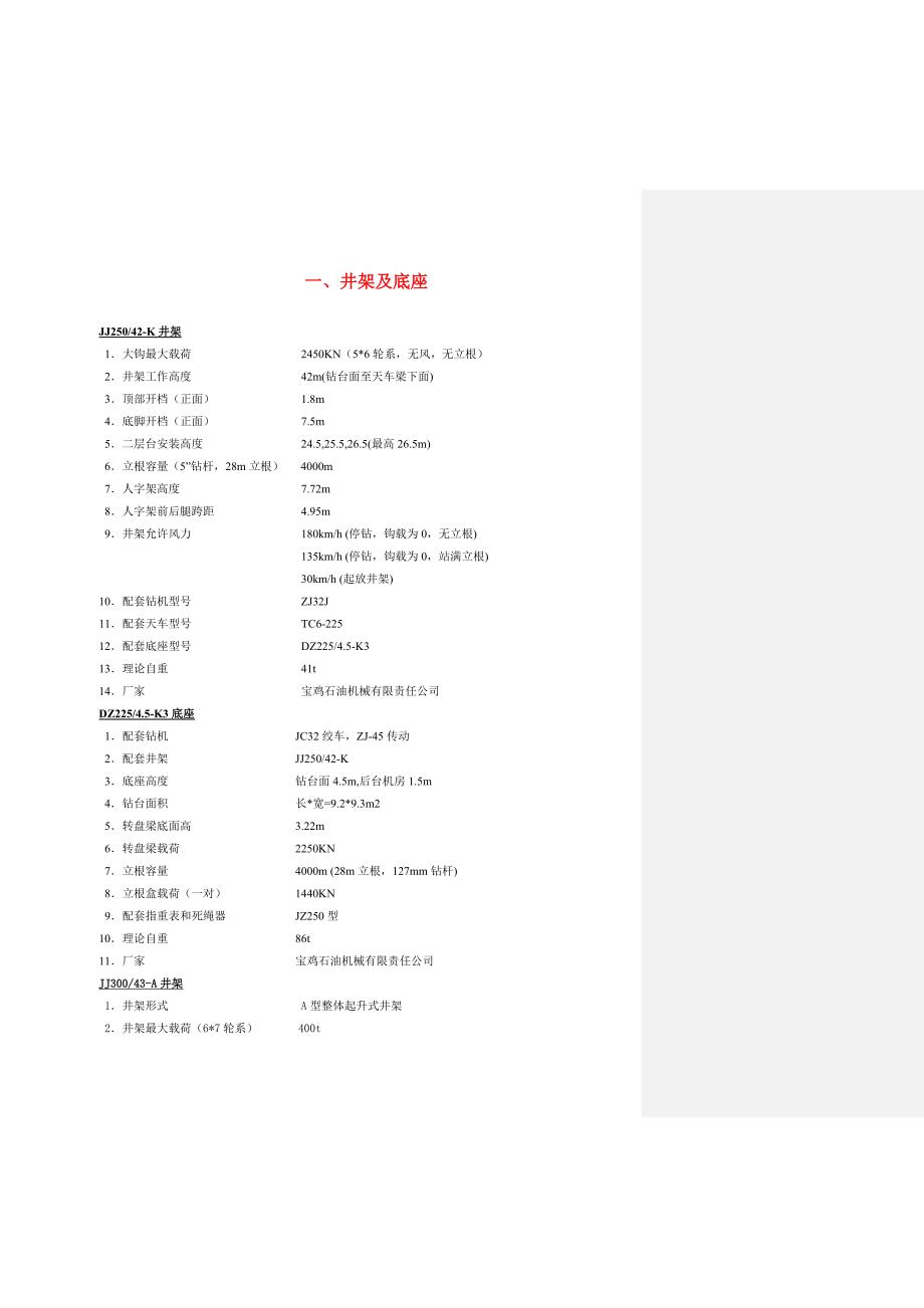 钻井机械性能汇总.doc_第1页