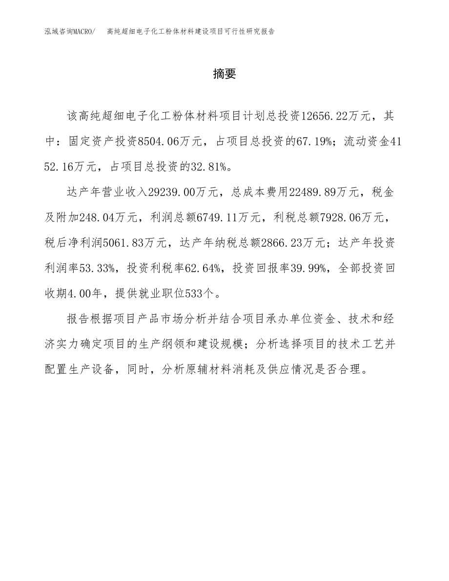 高纯超细电子化工粉体材料建设项目可行性研究报告（总投资13000万元）_第2页