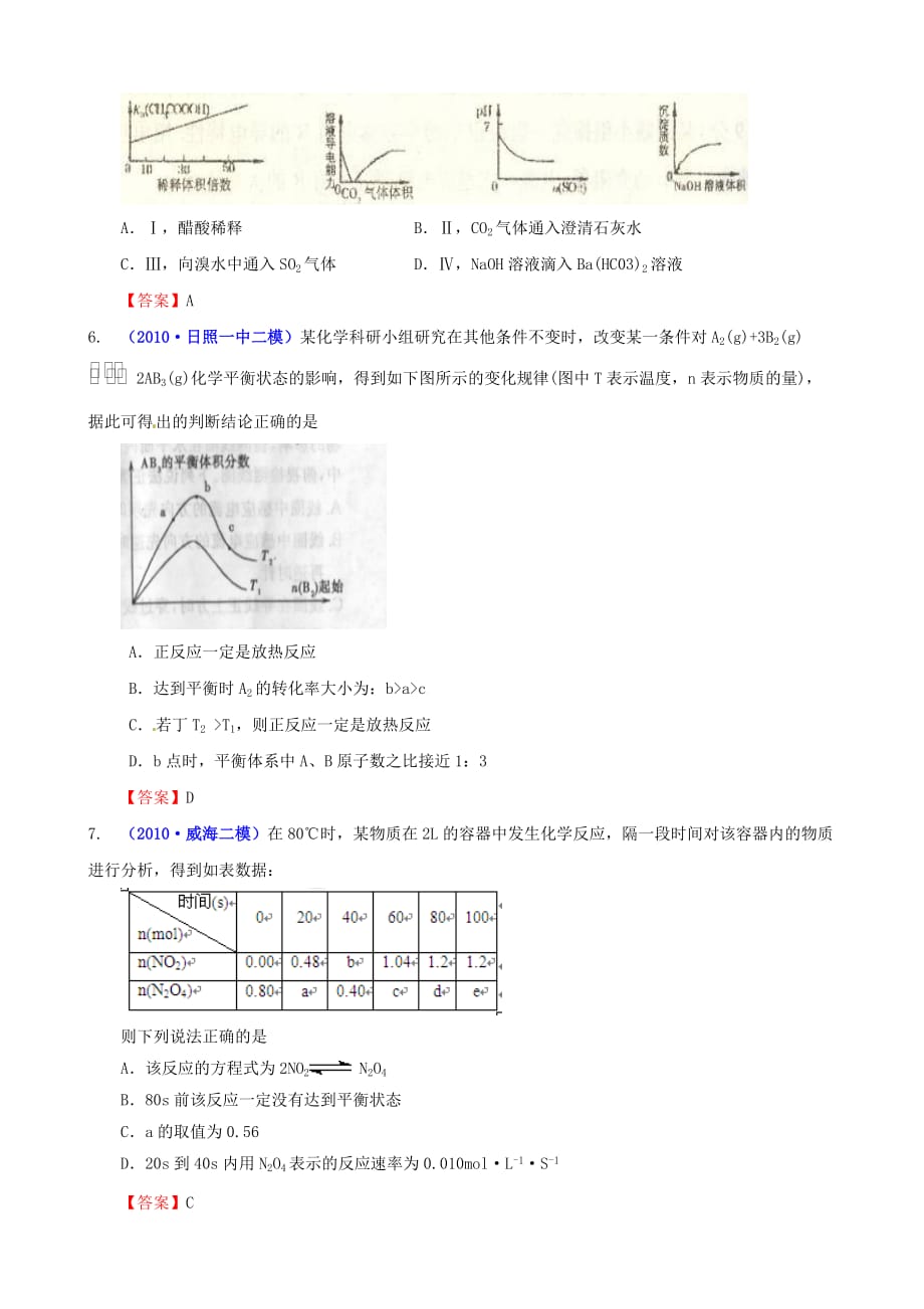 高考化学复习模拟检测化学平衡.doc_第3页