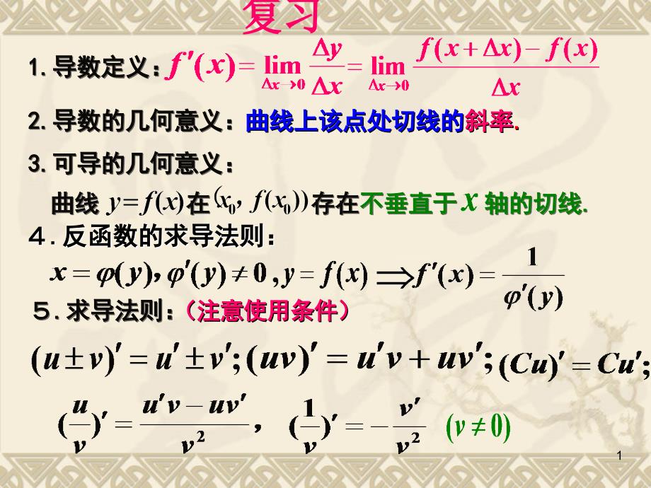 高等数学教学课件作者2版建工类李天然复合函数的求导法_第1页