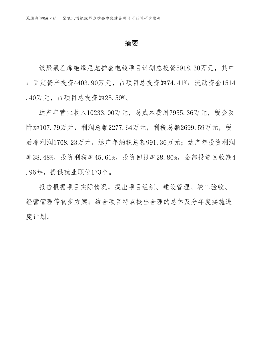 聚氯乙烯绝缘尼龙护套电线建设项目可行性研究报告（总投资6000万元）_第2页