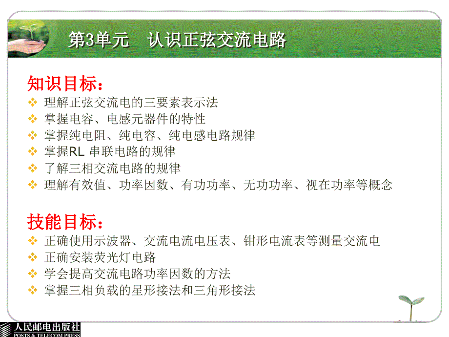 电工电子技术与技能 非电类 少学时 双色版 教学课件 PPT 作者 于建华 第3单元 认识正弦交流电路_第2页