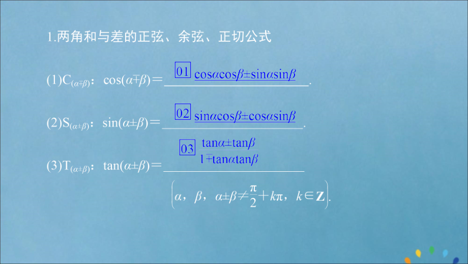 2020版高考数学一轮复习 第3章 三角函数、解三角形 第5讲 简单的三角恒等变换（第1课时）两角和、差及倍角公式课件 理_第4页